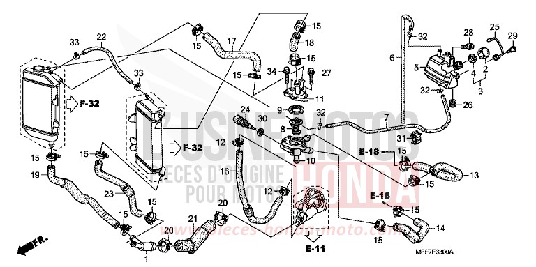WASSERSCHLAUCH/THERMOSTAT von TRANSALP ABS PEARL CONCOURS BLACK (NHA65) von 2011